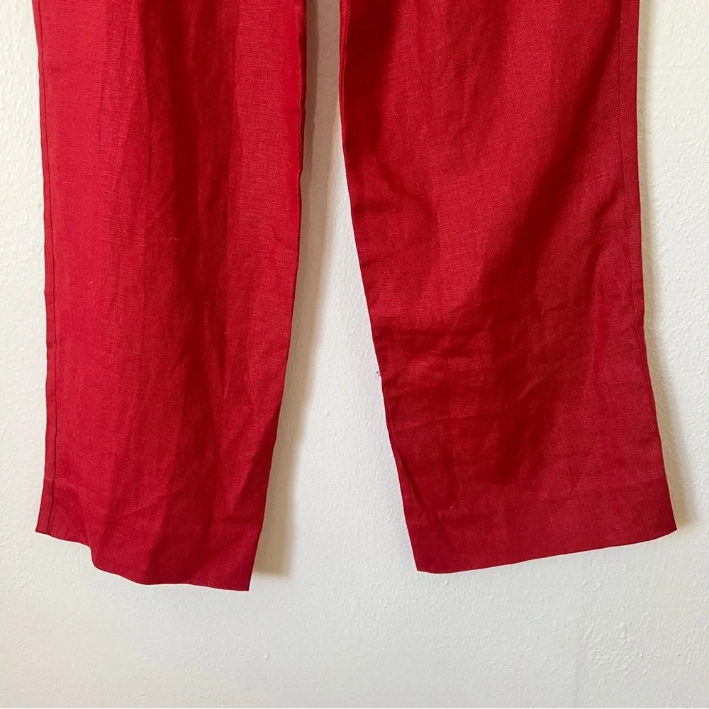 Reformation Remi Cropped Linen Pant in Red